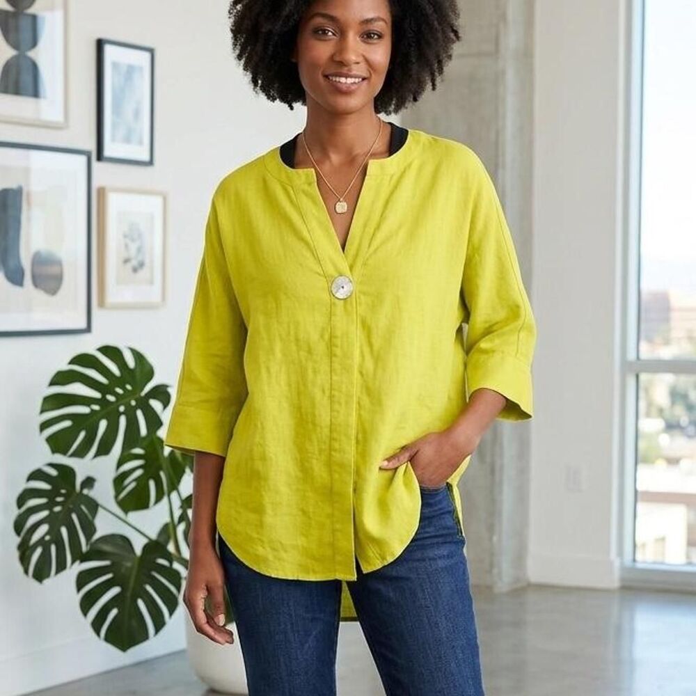 Marc-new-york Women's Green and Yellow Blouse